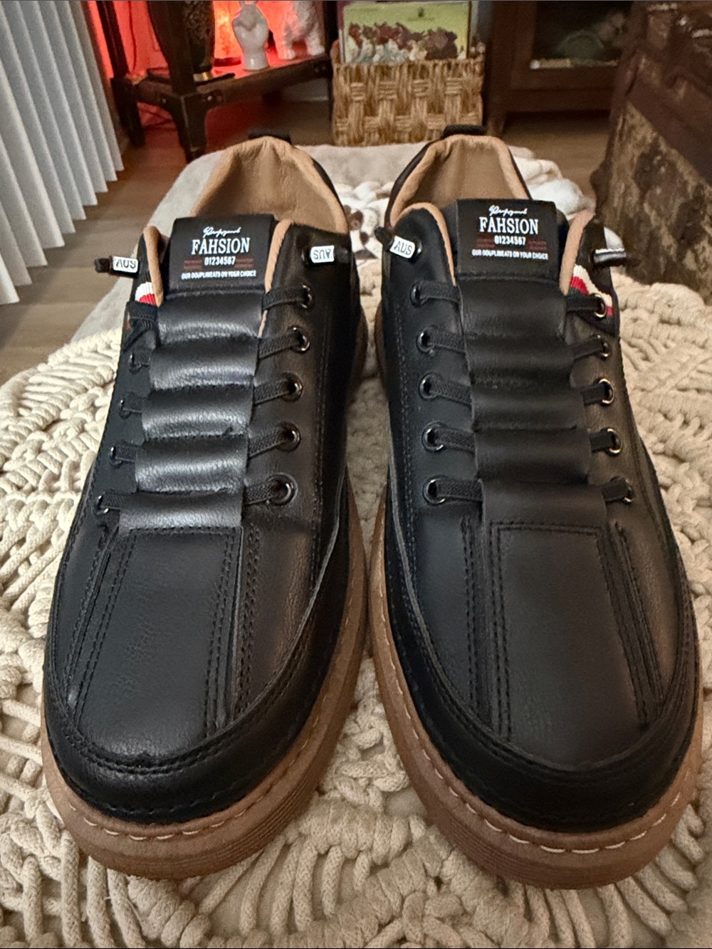 Men's Black Leather Casual Slip-One